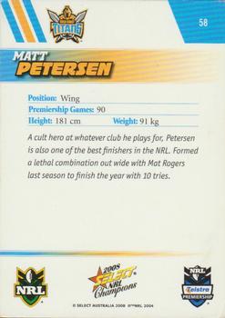 2008 Select NRL Champions #58 Matt Petersen Back